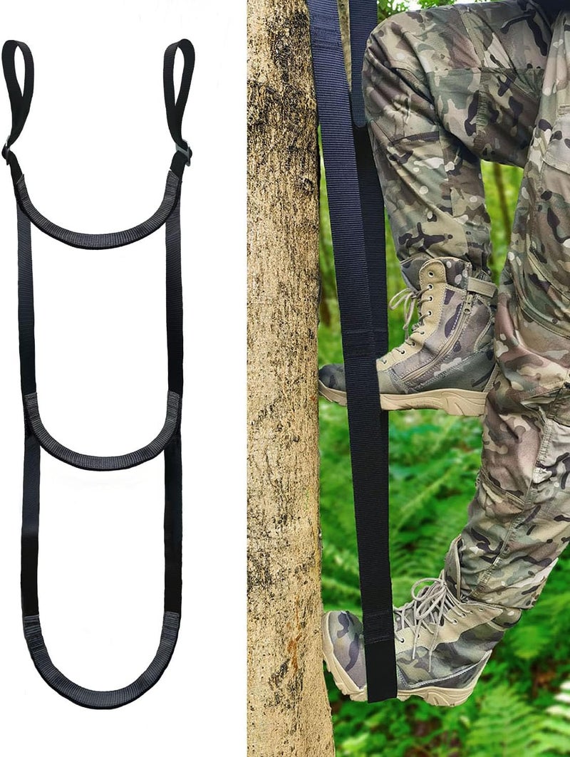 MLNSUNNY Climbing Aider, 3-Step Rope Ladder, Double-Thickened for Hunting Tree Steps & Climbing Sticks, Hook and Loop Safety Design, Lightweight (Black) - Image 1